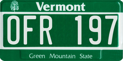 VT license plate OFR197