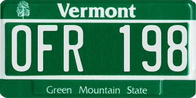 VT license plate OFR198