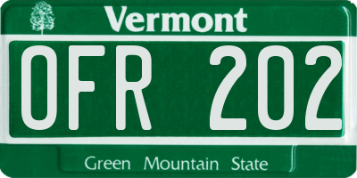 VT license plate OFR202