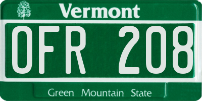 VT license plate OFR208