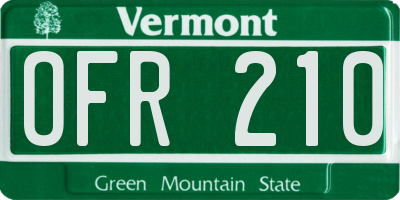 VT license plate OFR210