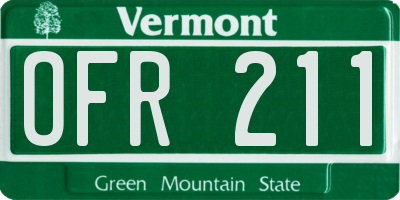 VT license plate OFR211