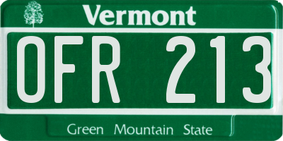 VT license plate OFR213