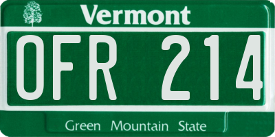 VT license plate OFR214