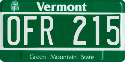 VT license plate OFR215