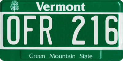 VT license plate OFR216