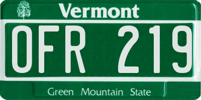 VT license plate OFR219