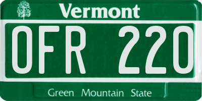 VT license plate OFR220