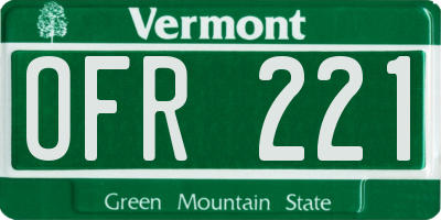 VT license plate OFR221