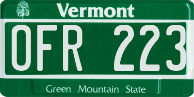 VT license plate OFR223