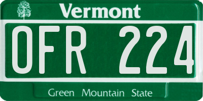 VT license plate OFR224
