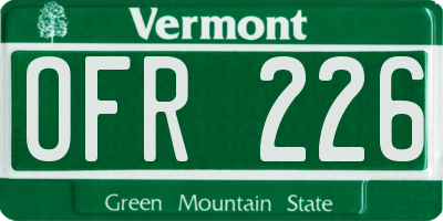 VT license plate OFR226