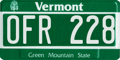 VT license plate OFR228