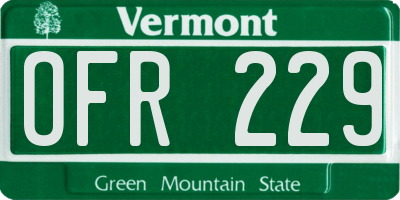 VT license plate OFR229