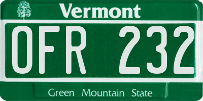 VT license plate OFR232