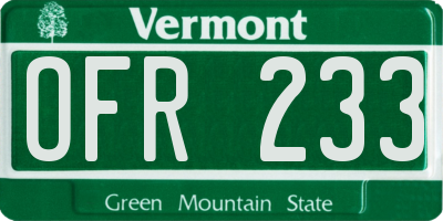 VT license plate OFR233