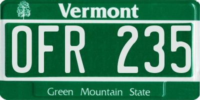 VT license plate OFR235