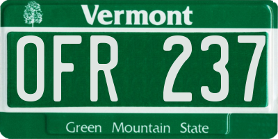 VT license plate OFR237