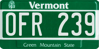 VT license plate OFR239