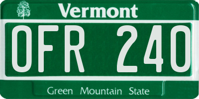 VT license plate OFR240