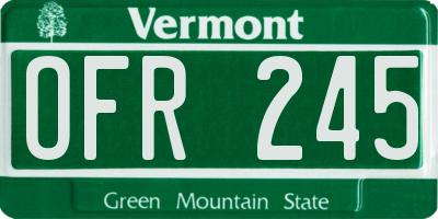 VT license plate OFR245