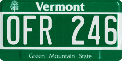 VT license plate OFR246