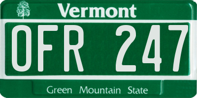 VT license plate OFR247