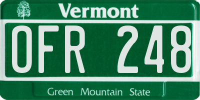 VT license plate OFR248