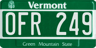 VT license plate OFR249