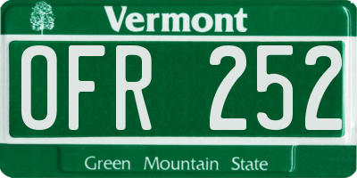 VT license plate OFR252