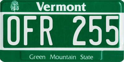 VT license plate OFR255