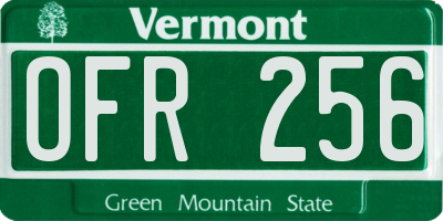 VT license plate OFR256