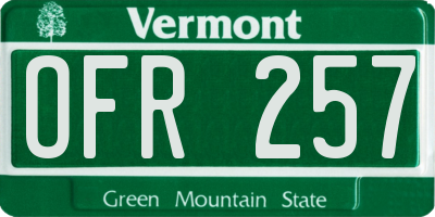 VT license plate OFR257