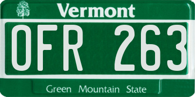 VT license plate OFR263