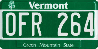 VT license plate OFR264