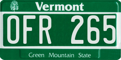 VT license plate OFR265