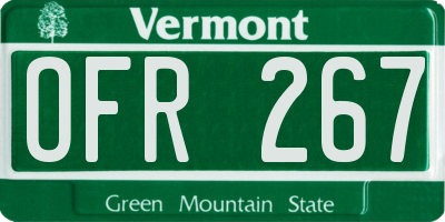 VT license plate OFR267