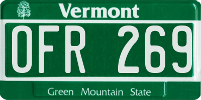 VT license plate OFR269