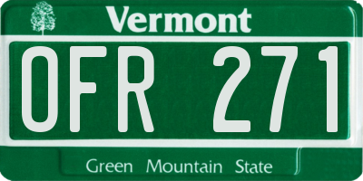 VT license plate OFR271