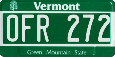 VT license plate OFR272