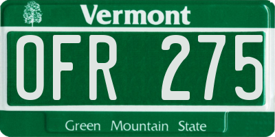 VT license plate OFR275