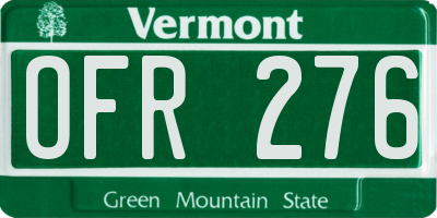 VT license plate OFR276