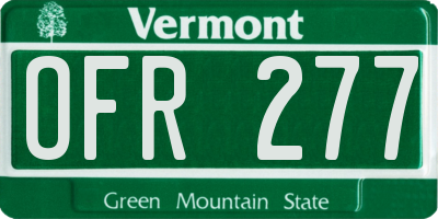 VT license plate OFR277