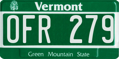 VT license plate OFR279