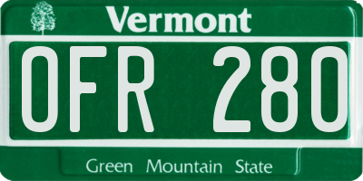 VT license plate OFR280