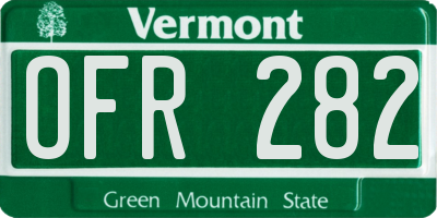 VT license plate OFR282