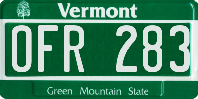 VT license plate OFR283