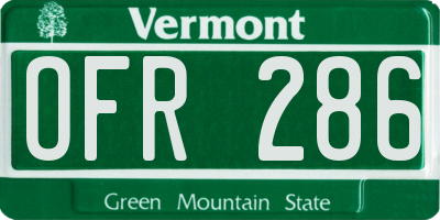 VT license plate OFR286