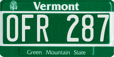 VT license plate OFR287