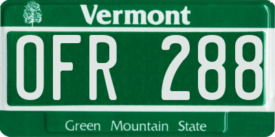 VT license plate OFR288